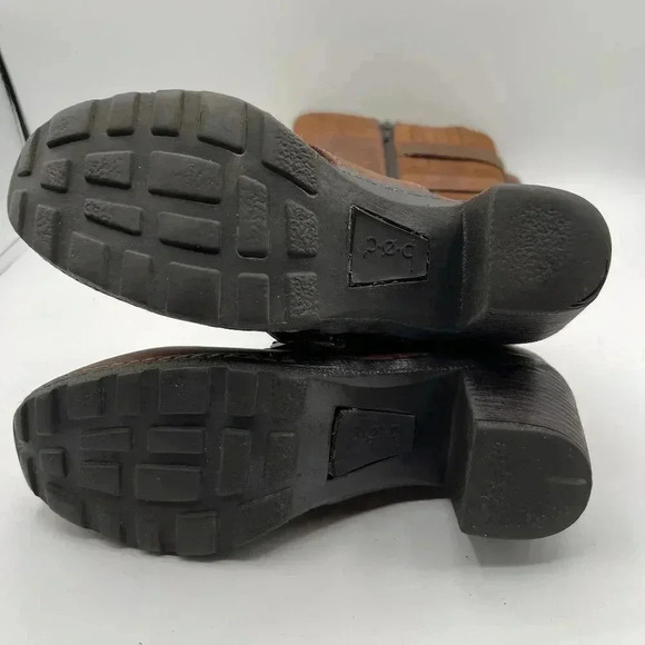 BOC Born Concept Leather Tall Riding Biker Boots Side Zip Buckle Strap Women 7-8 - Picture 13 of 16